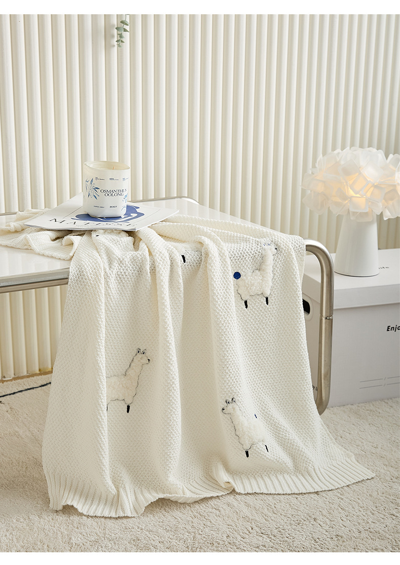 Embroidered Knit Blanket