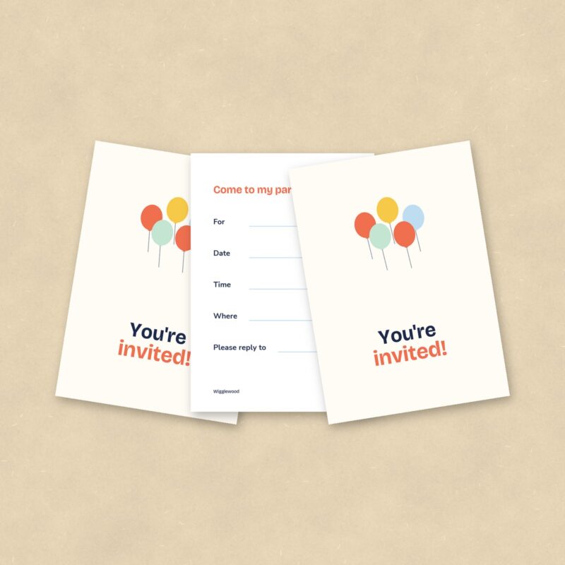 Party Invitations, Set of 10