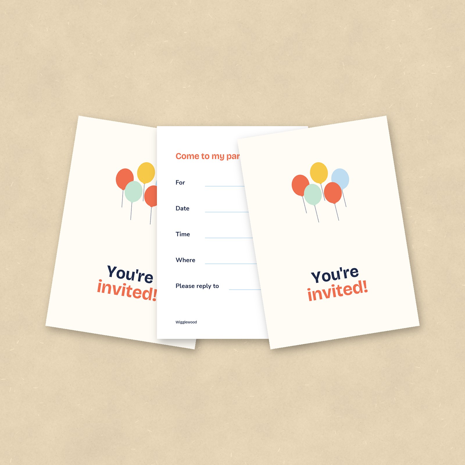 Party Invitations, Set of 10