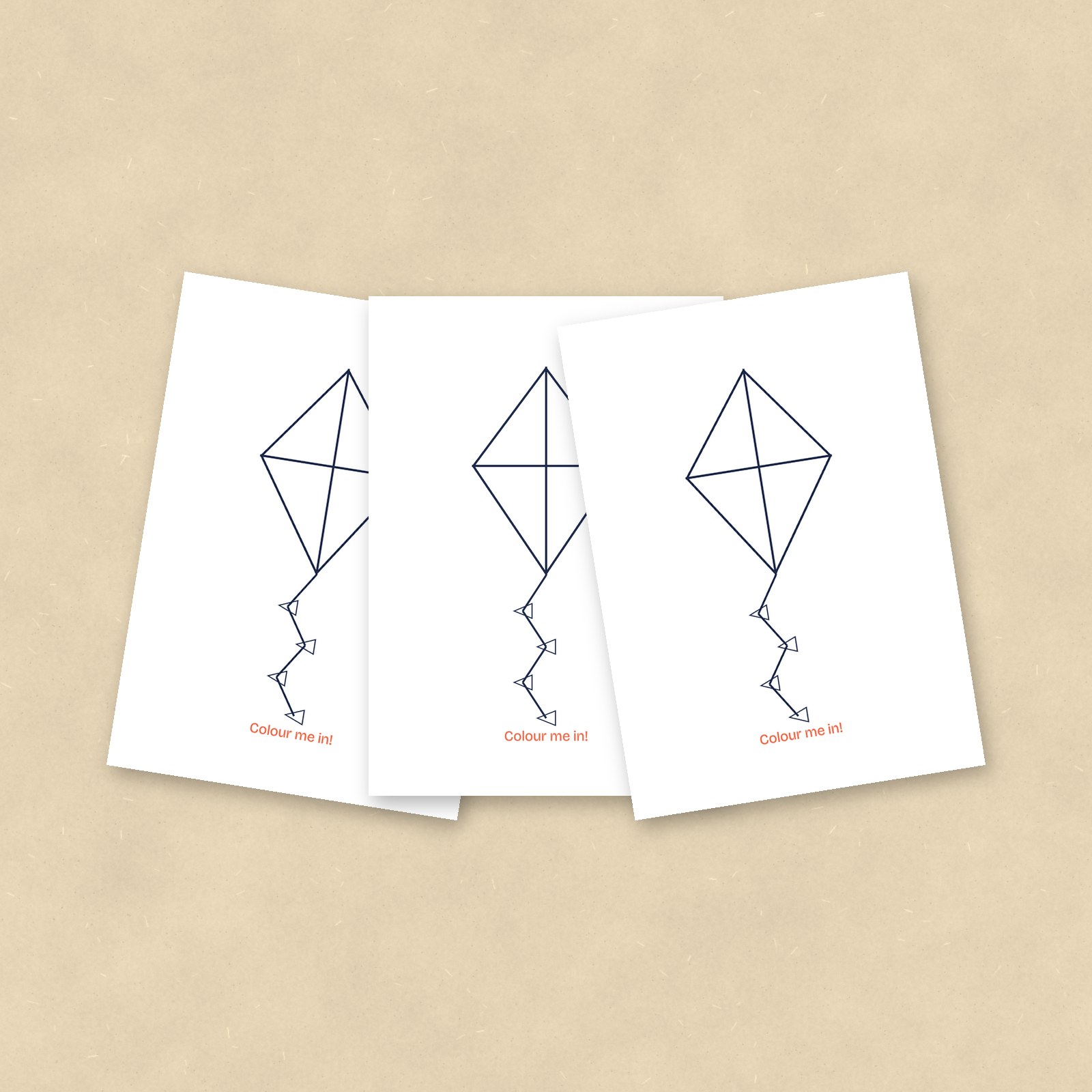 Colour-In Postcards, Kite, Set of 10