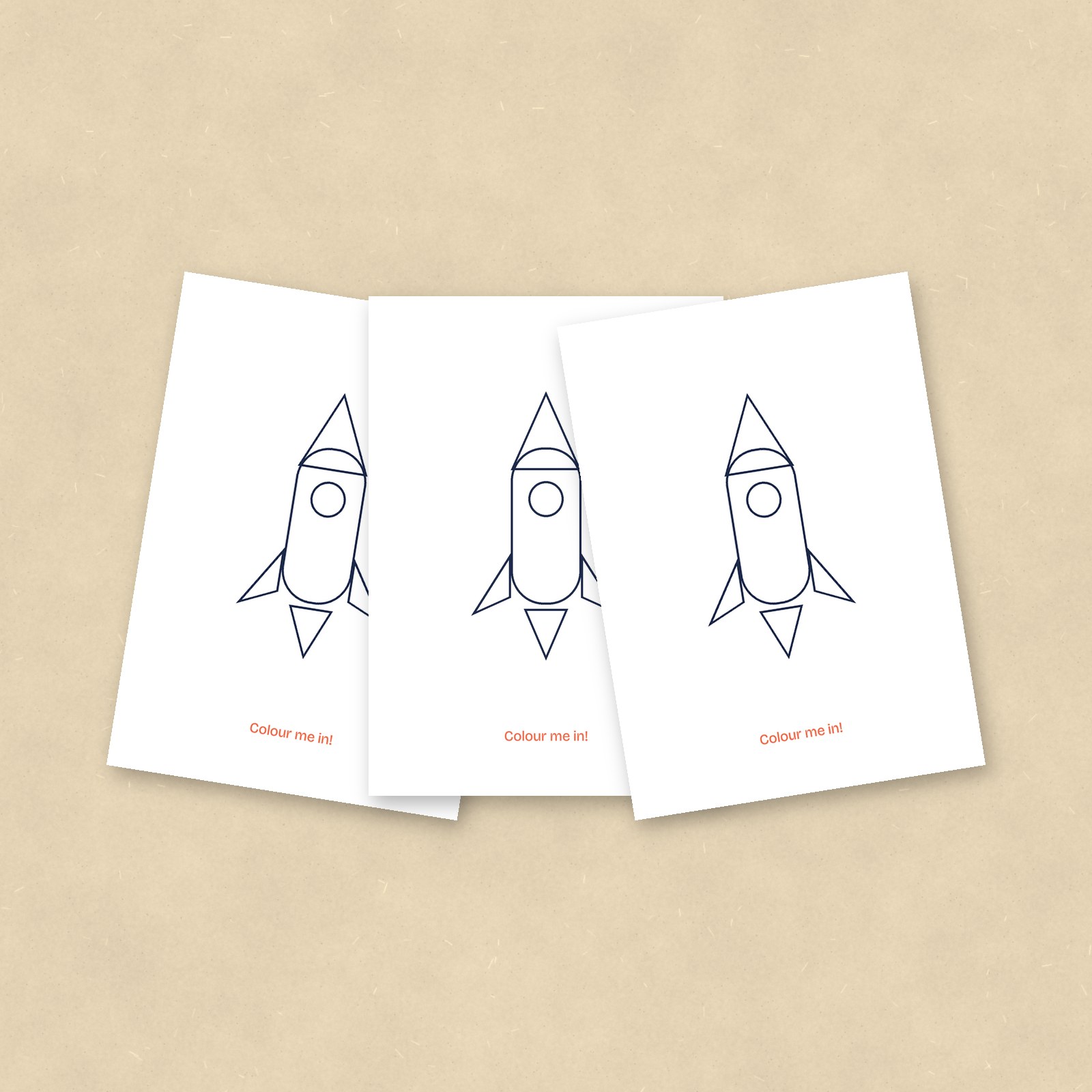 Colour-In Postcards, Rocket, Set of 10