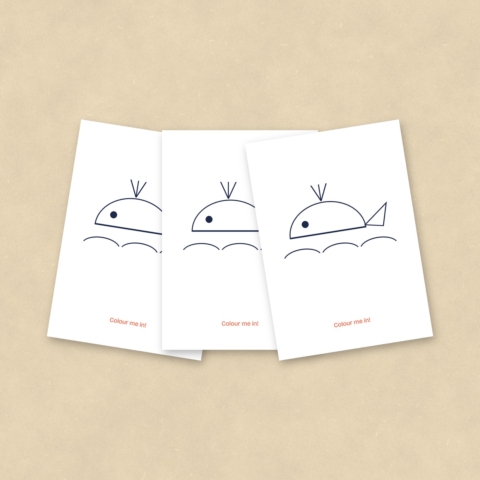 Colour-In Postcards, Whale, Set of 10