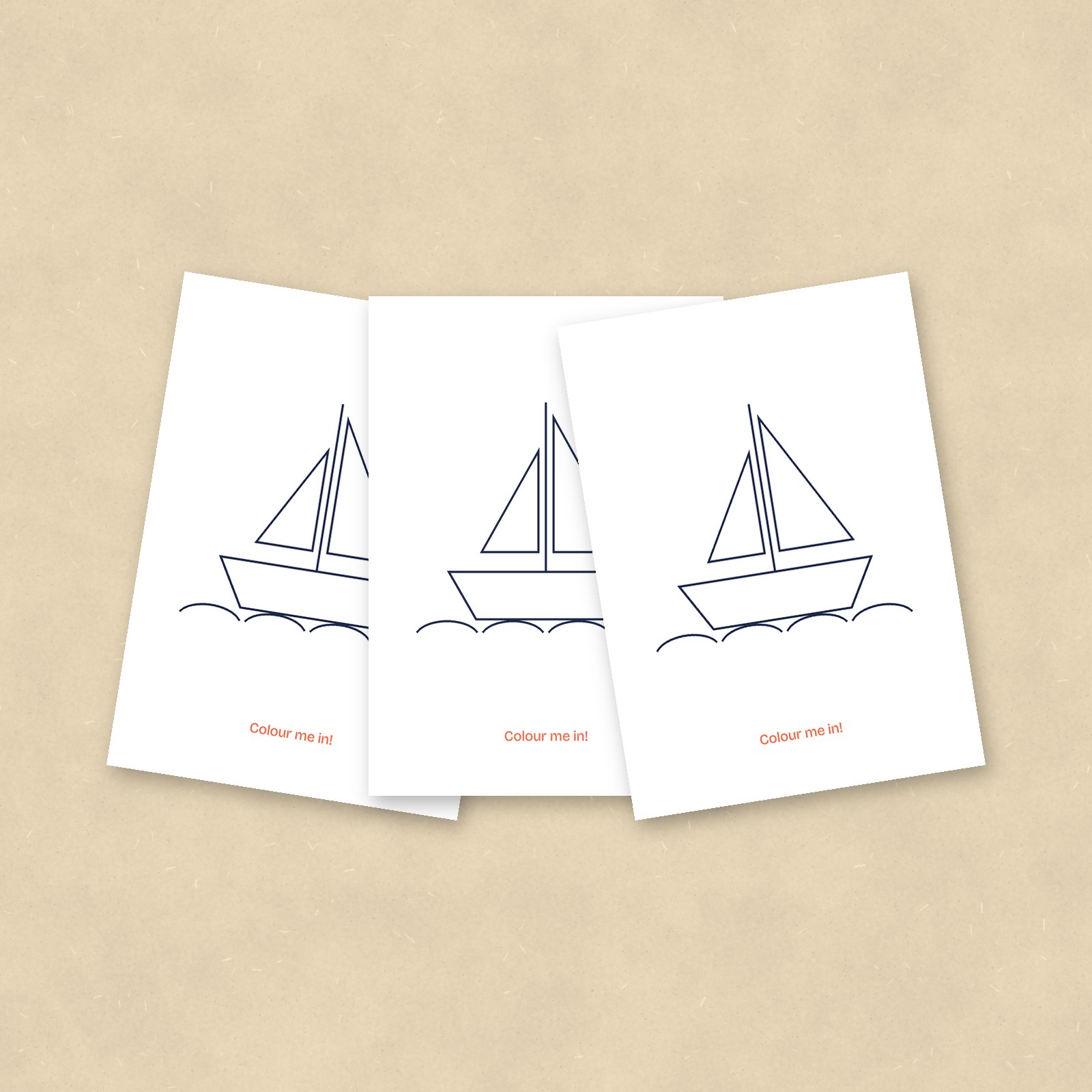 Colour-In Postcards, Sailboat, Set of 10