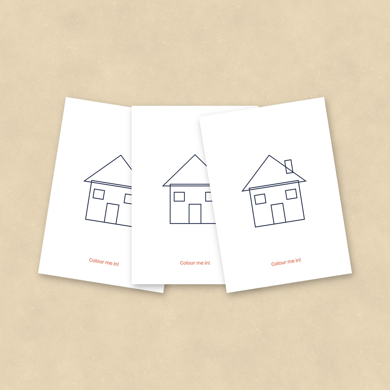 Colour-In Postcards, House, Set of 10