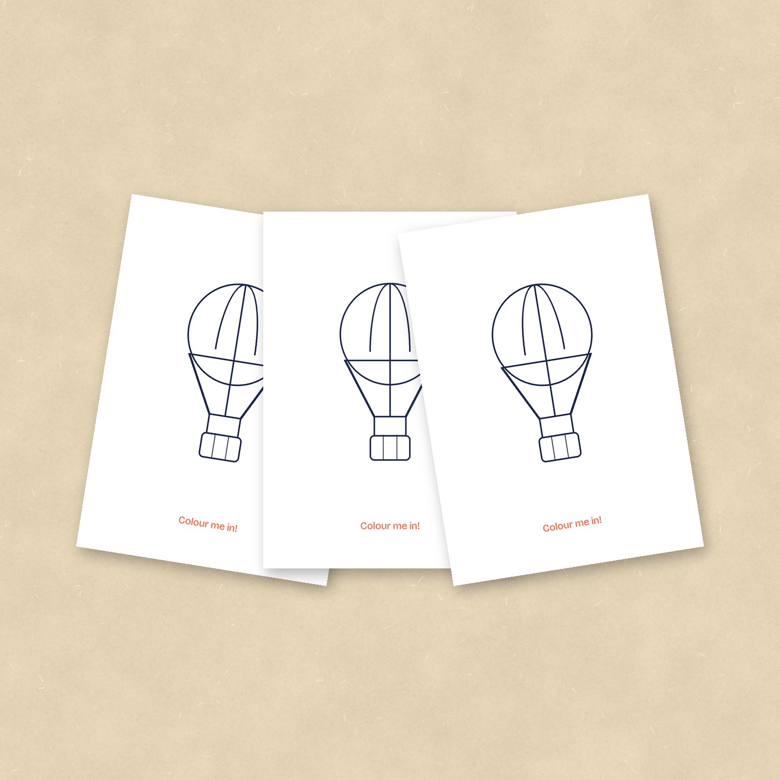Colour-In Postcards, Hot Air Balloon, Set of 10