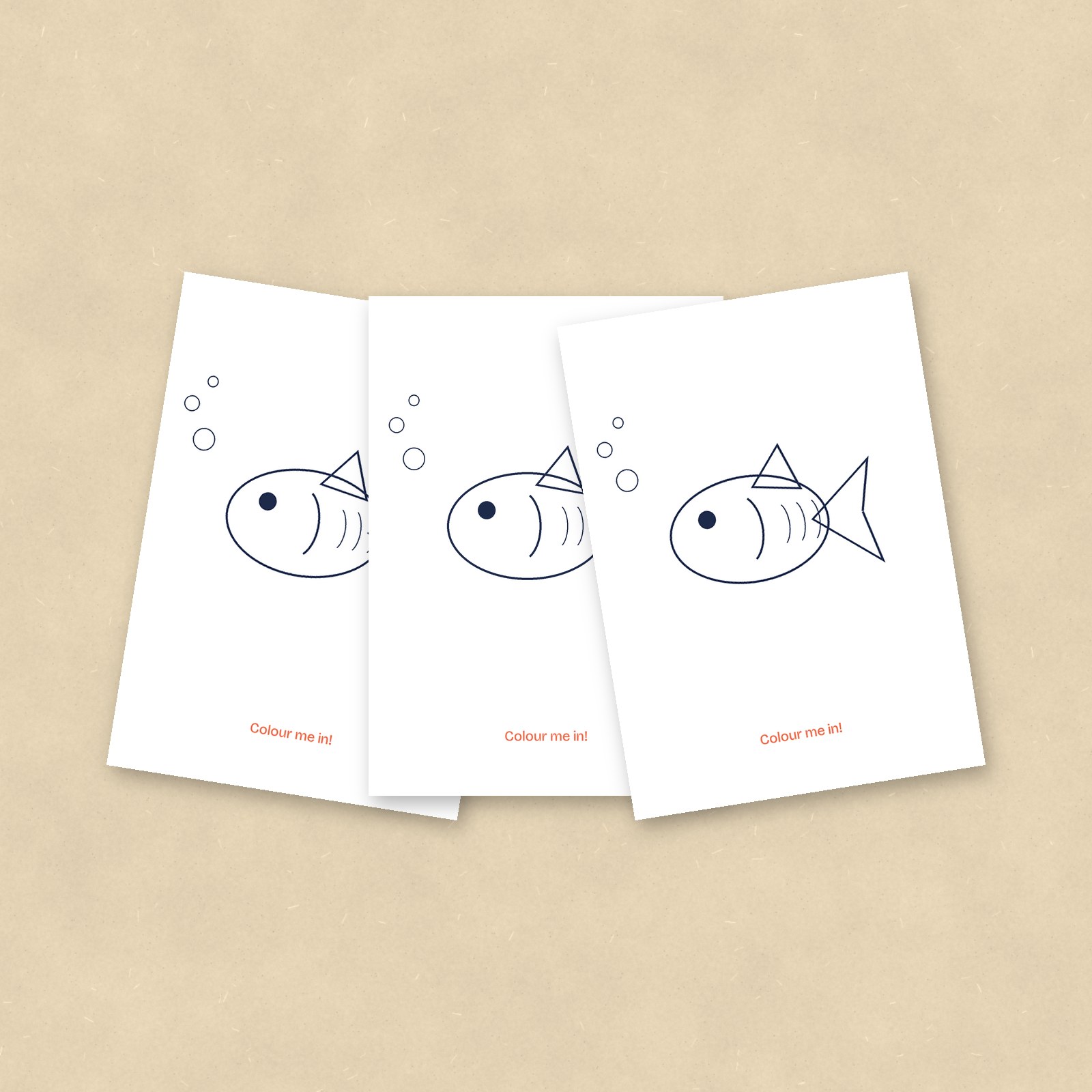 Colour-In Postcards, Fish, Set of 10